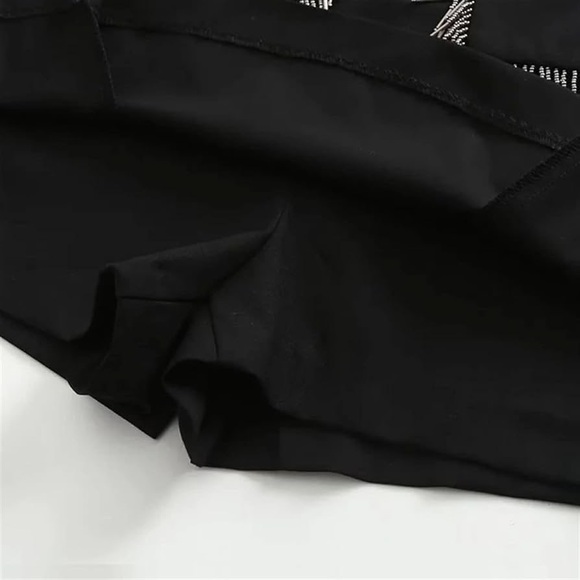 Zara black mini skirt with built in shorts / skort, tassel front pockets - Picture 7 of 8
